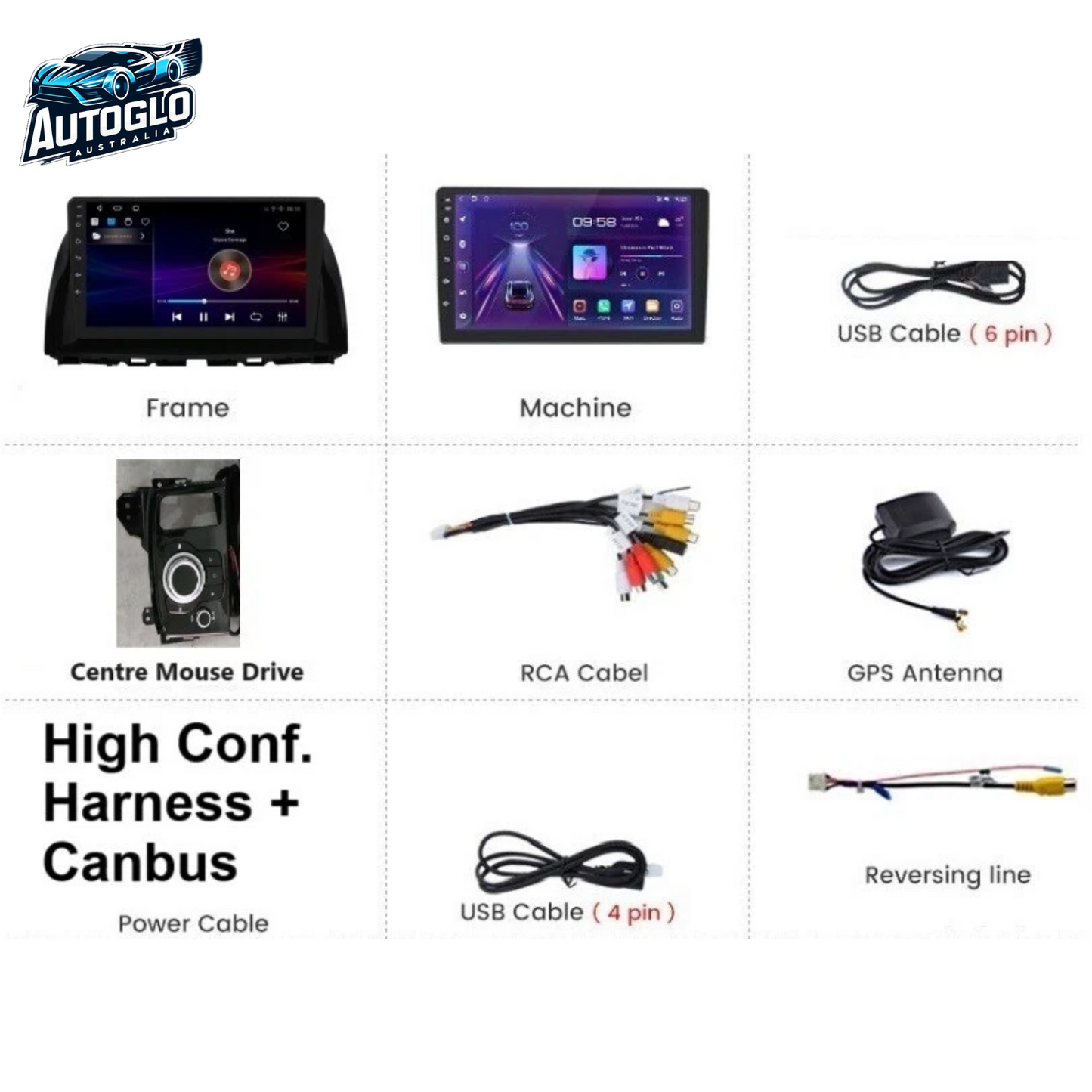 Autoglo Australia 9" CarPlay Android For MAZDA CX5 High Conf (2015+ Models) GPS BT WiFi 2GB+32GB