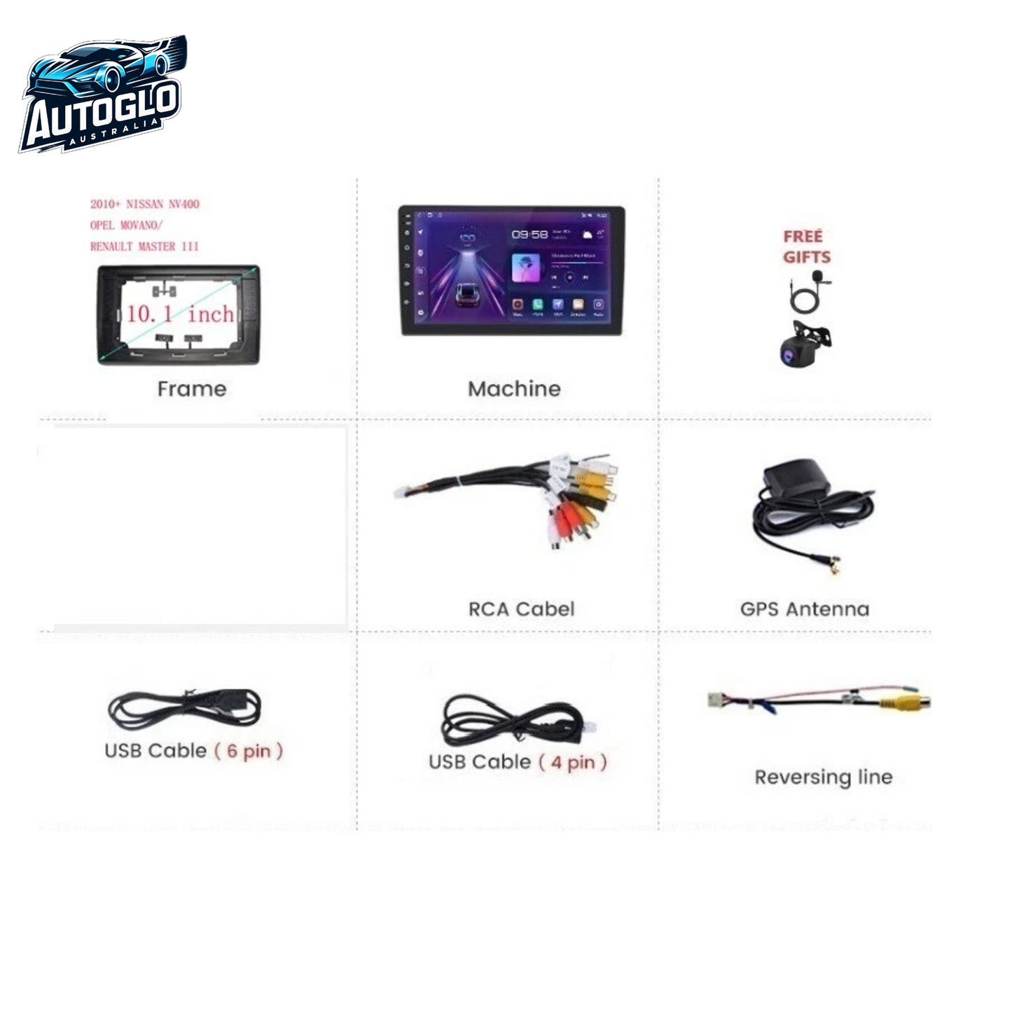 Autoglo Australia 10.1" Android Carplay BT GPS Stereo for NISSAN NV400 RENAULT MASTER 3 (2GB+32G)