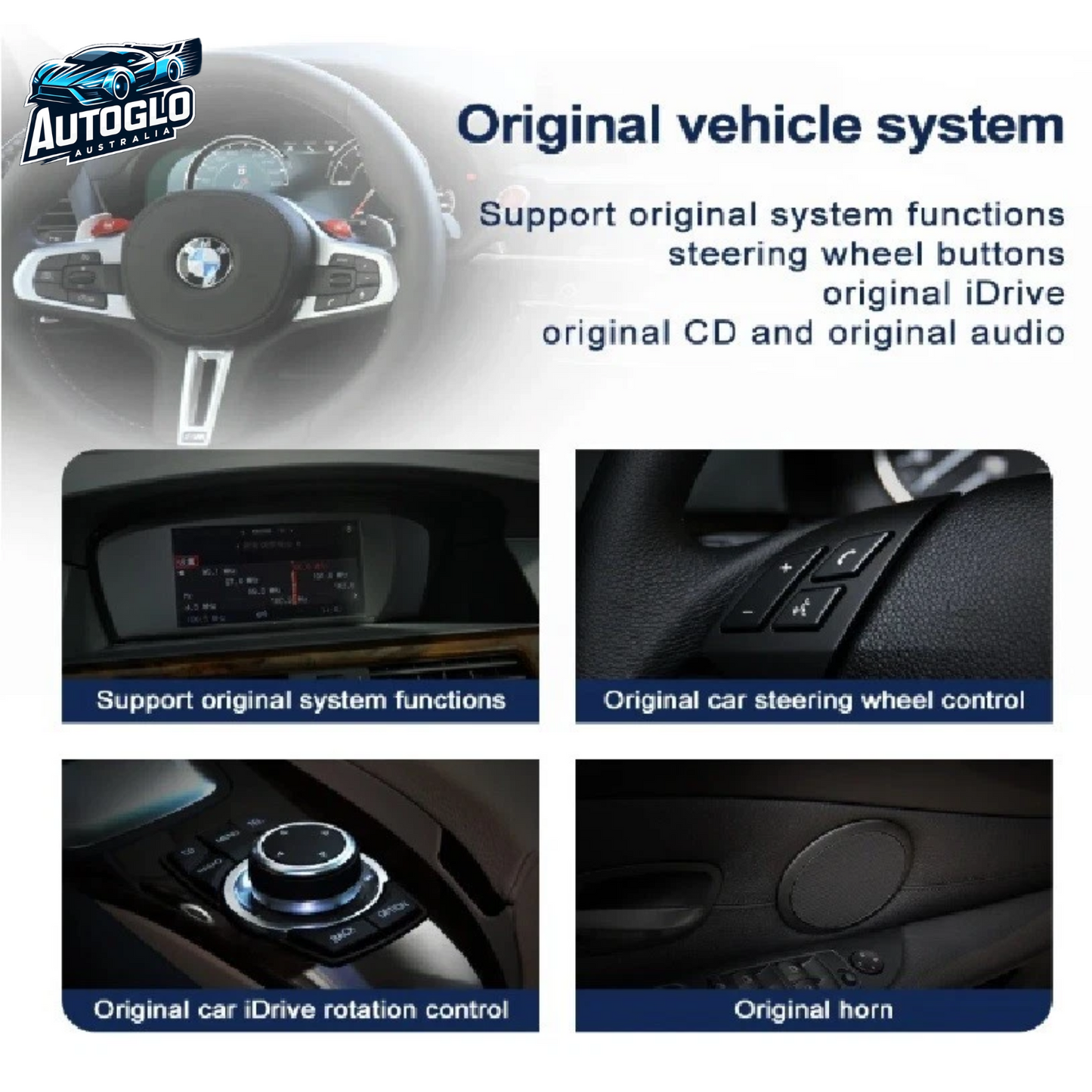Autoglo Australia BMW 3 Series E90/91 5 Series E61/61 12.3" XL FHD Carplay Android Stereo BT CCC