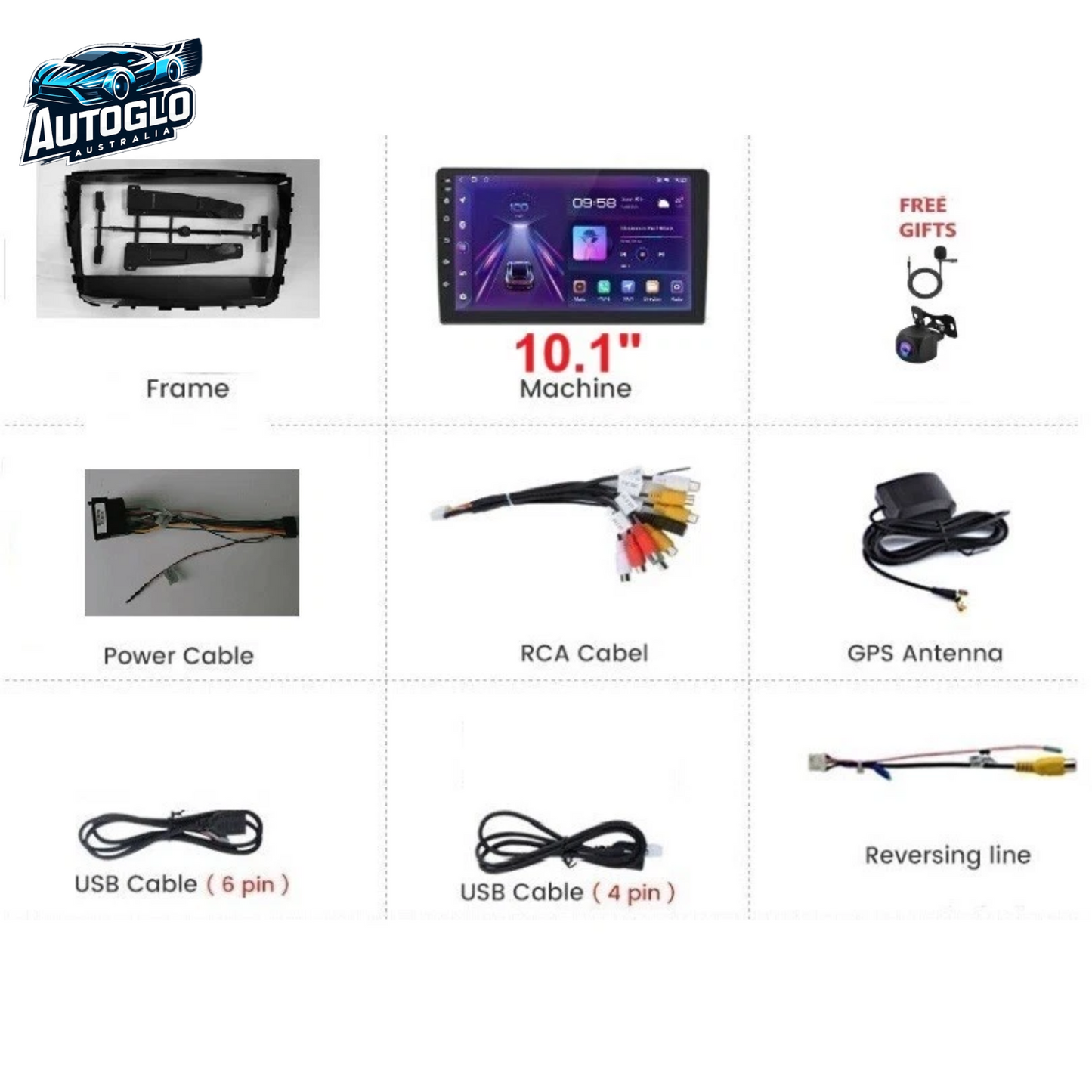 Autoglo Australia 10.1" Carplay Android 2GB+32GB BT Stereo for Ssangyong Rexton/Musso (2017-21)