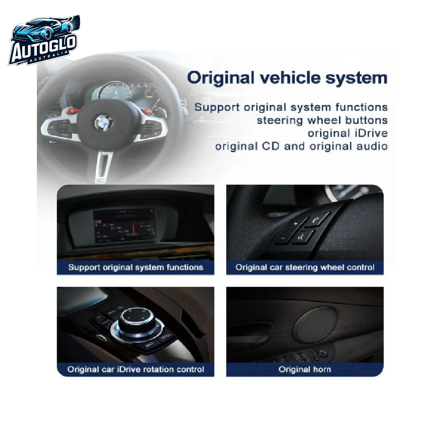 Autoglo Australia BMW 3 Series E90/91 5 Series E61/61 12.3" XL FHD Carplay Android Stereo BT CIC