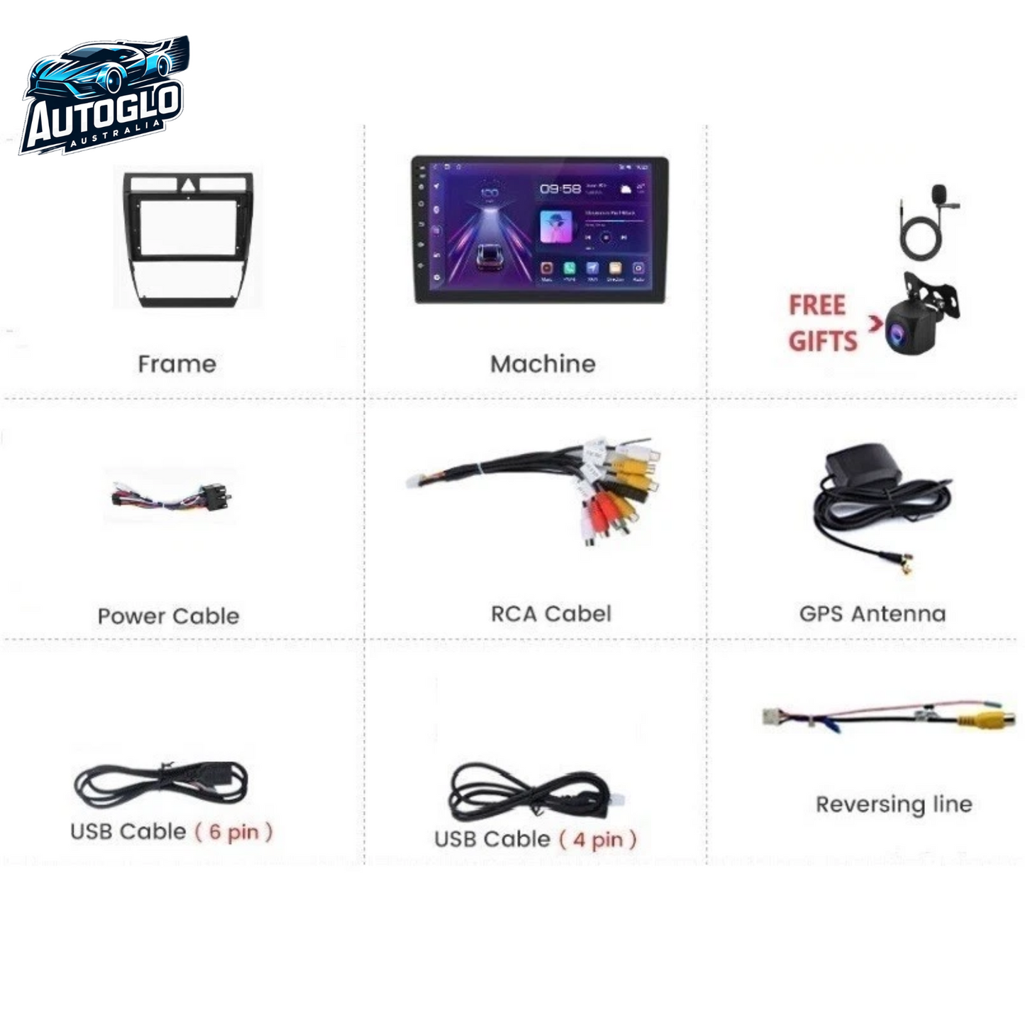 Autoglo Australia 9" (2+32G) Android Carplay BT WiFi GPS Stereo for AUDI A6 (1997-06)