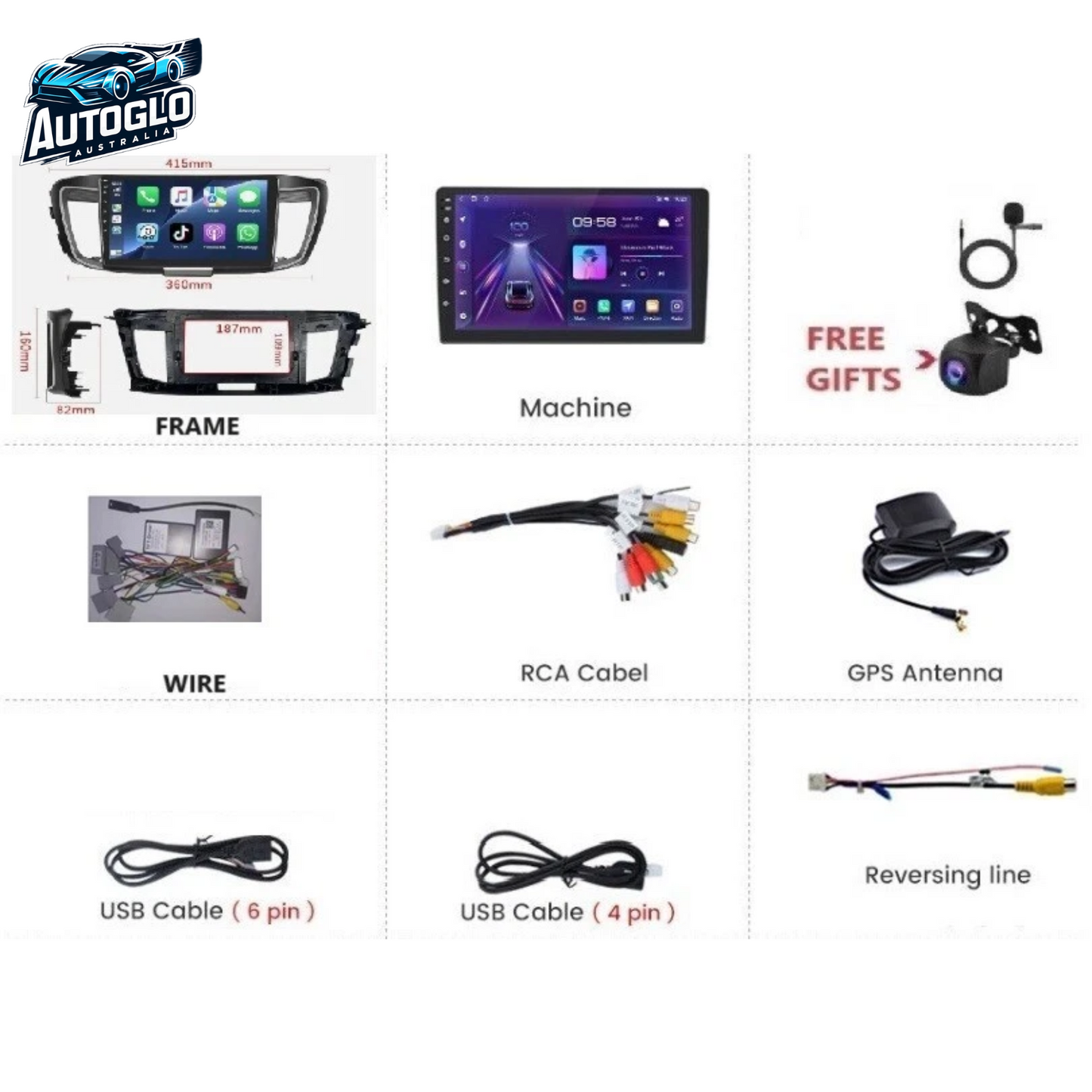 Autoglo Australia 10" Android Carplay BT GPS WiFi Stereo for HONDA ACCORD 2.0L 9th (2013-15)