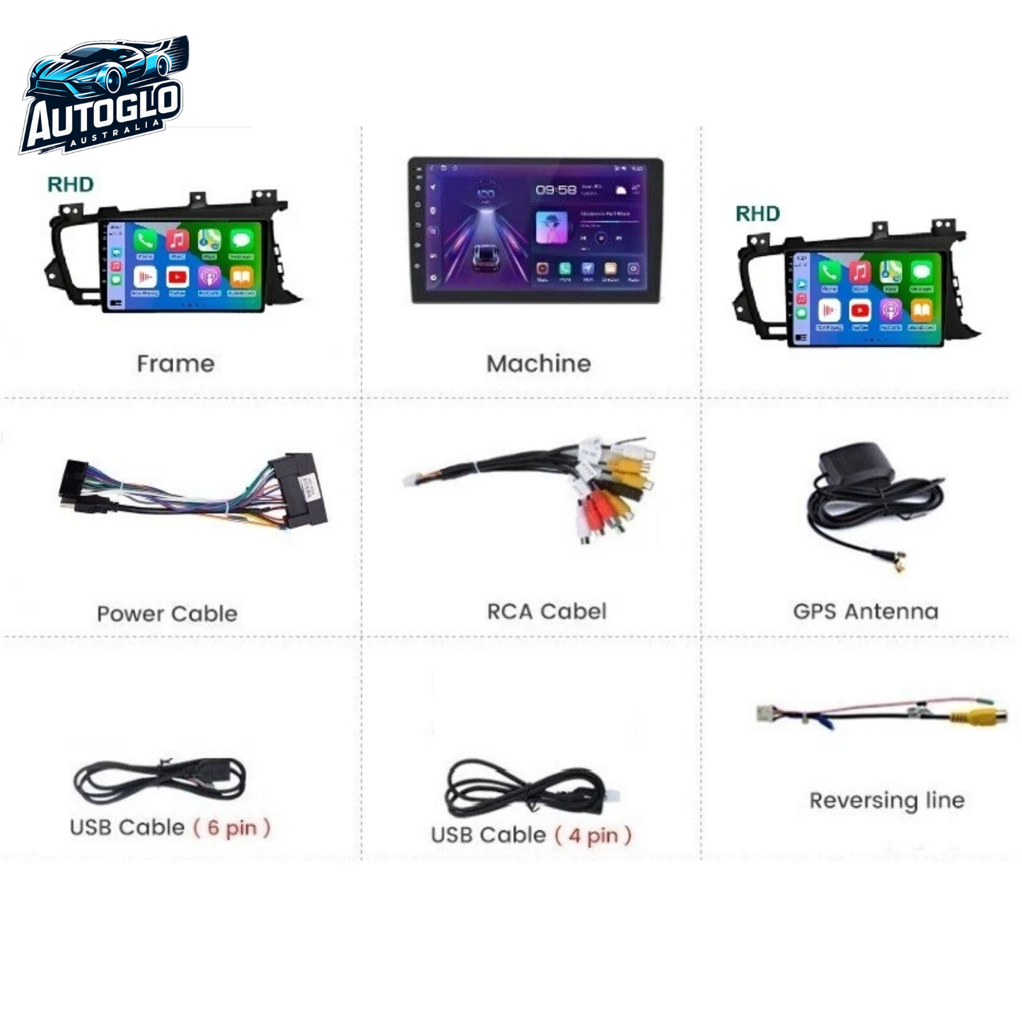 Autoglo Australia 9" Android Carplay BT GPS Stereo for KIA OPTIMA K5 2GB+32G (2009-15)