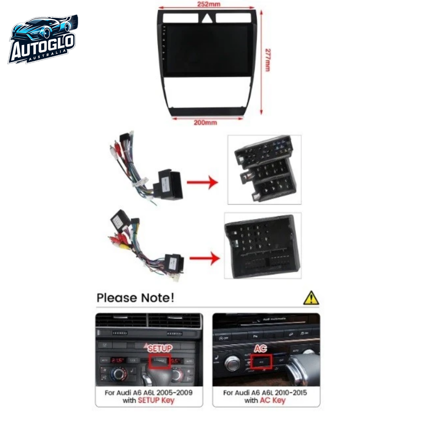 Autoglo Australia 9" (2+32G) Android Carplay BT WiFi GPS Stereo for AUDI A6 (1997-06)