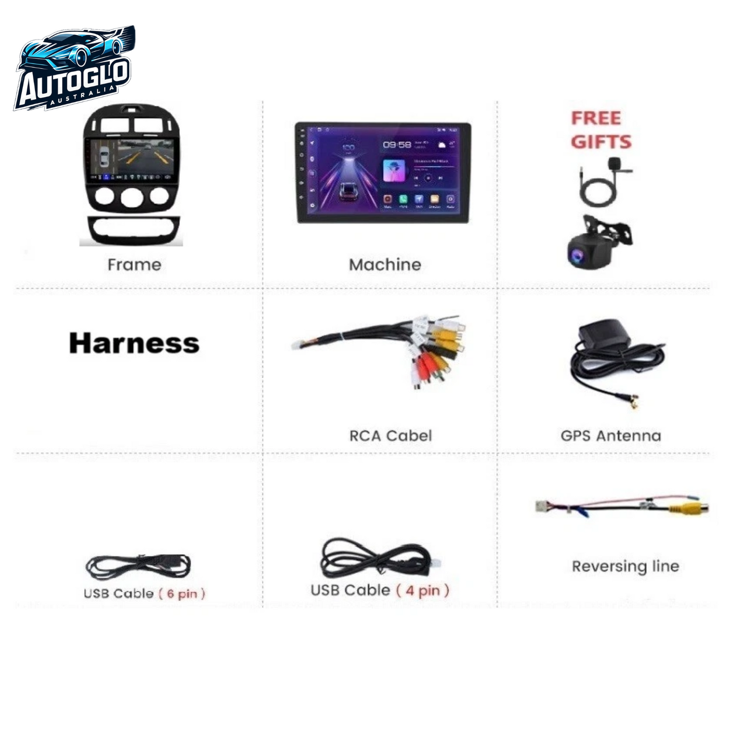 Autoglo Australia 10.1" Carplay Android 2GB+32GB BT GPS NAVI Stereo for KIA CERATO (2000-06)
