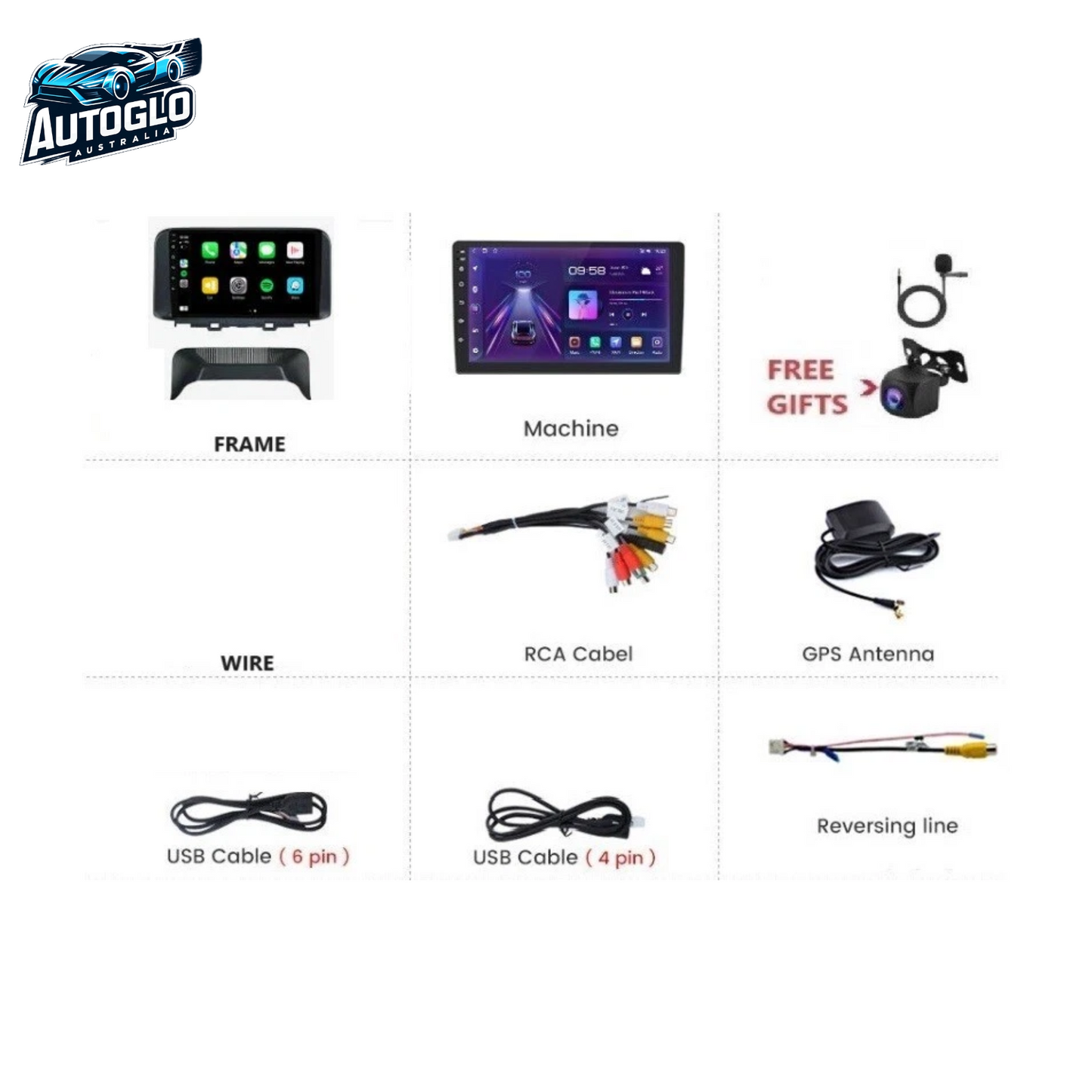 Autoglo Australia 9" CarPlay Android 13 GPS BT WiFi Stereo For HYUNDAI KONA (2018+) 2GB+32GB