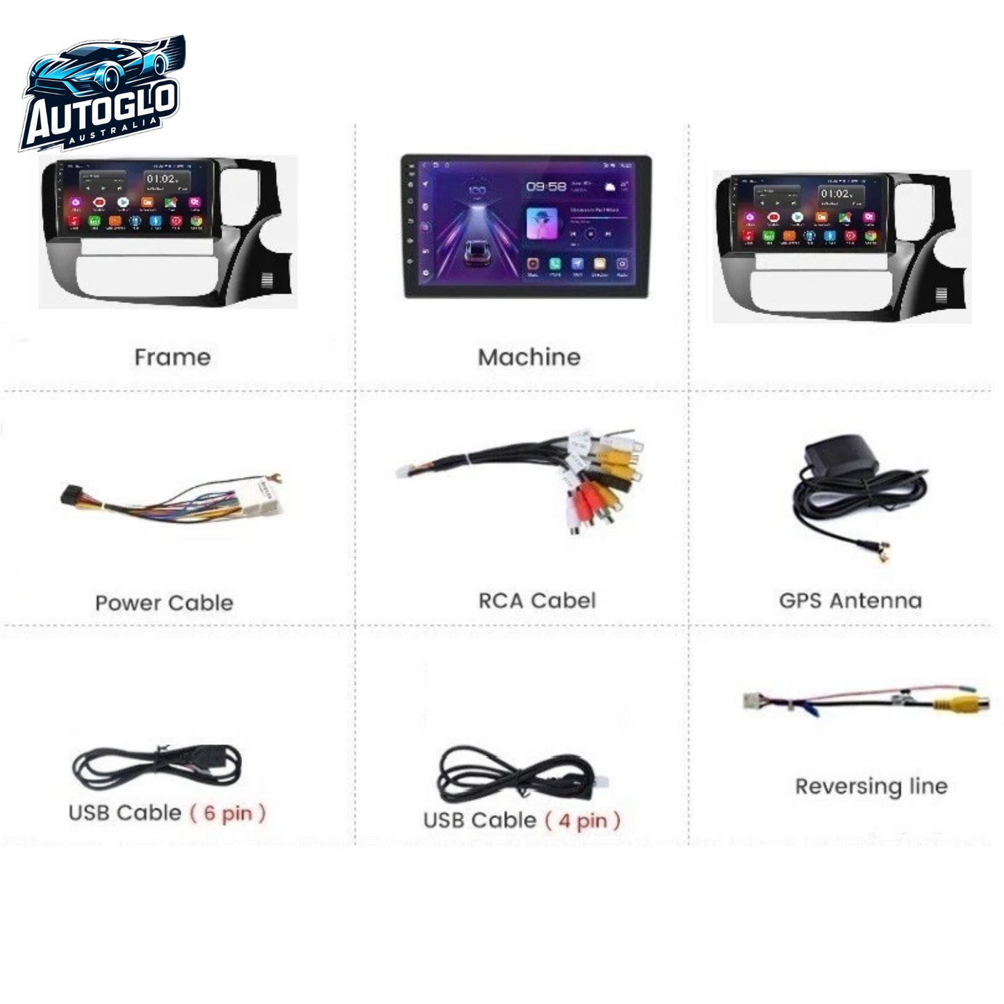 Autoglo Australia 10.1" 2+32GB Carplay Android 13 BT GPS Stereo for MITSUBISHI OUTLANDER (2012-18)