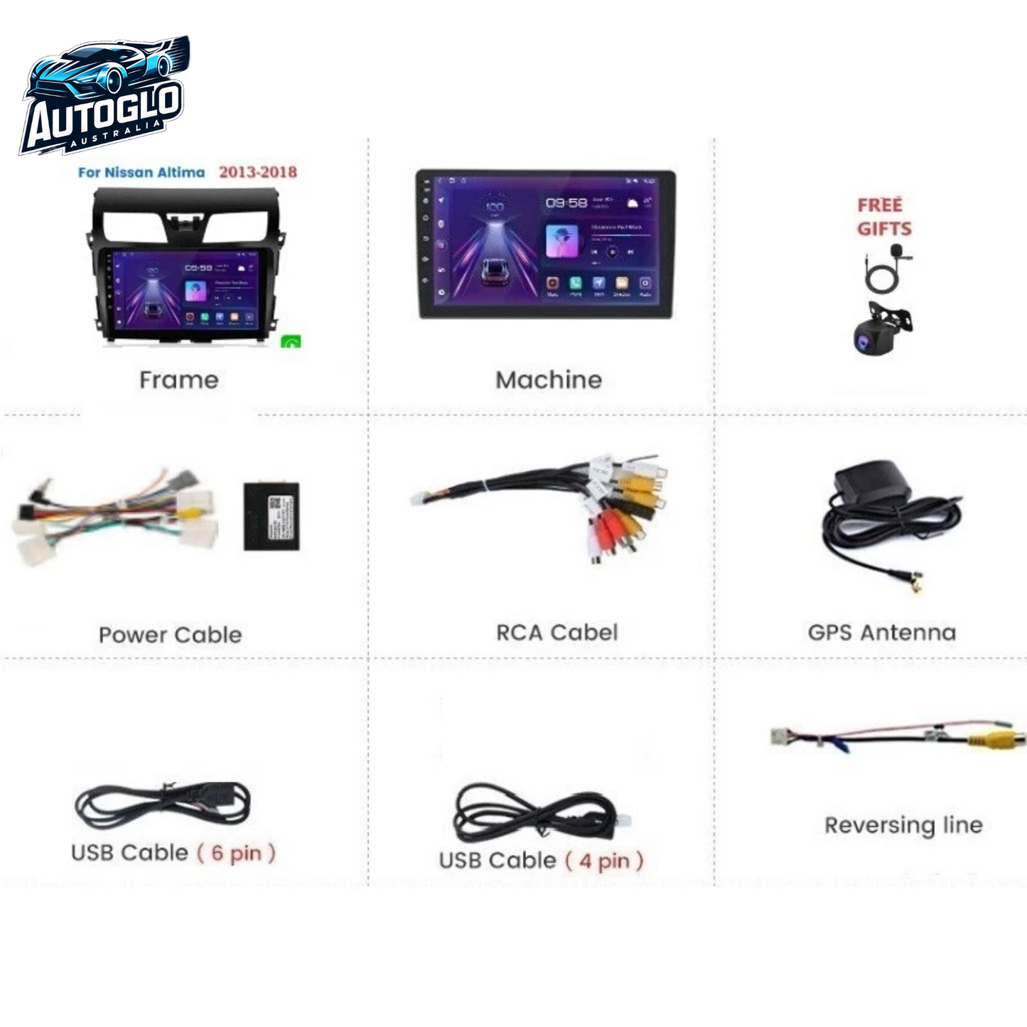 Autoglo Australia 10.1" Android 13 Carplay Stereo for NISSAN ALTIMA BT GPS NAVI 2GB+32G (2013-18)