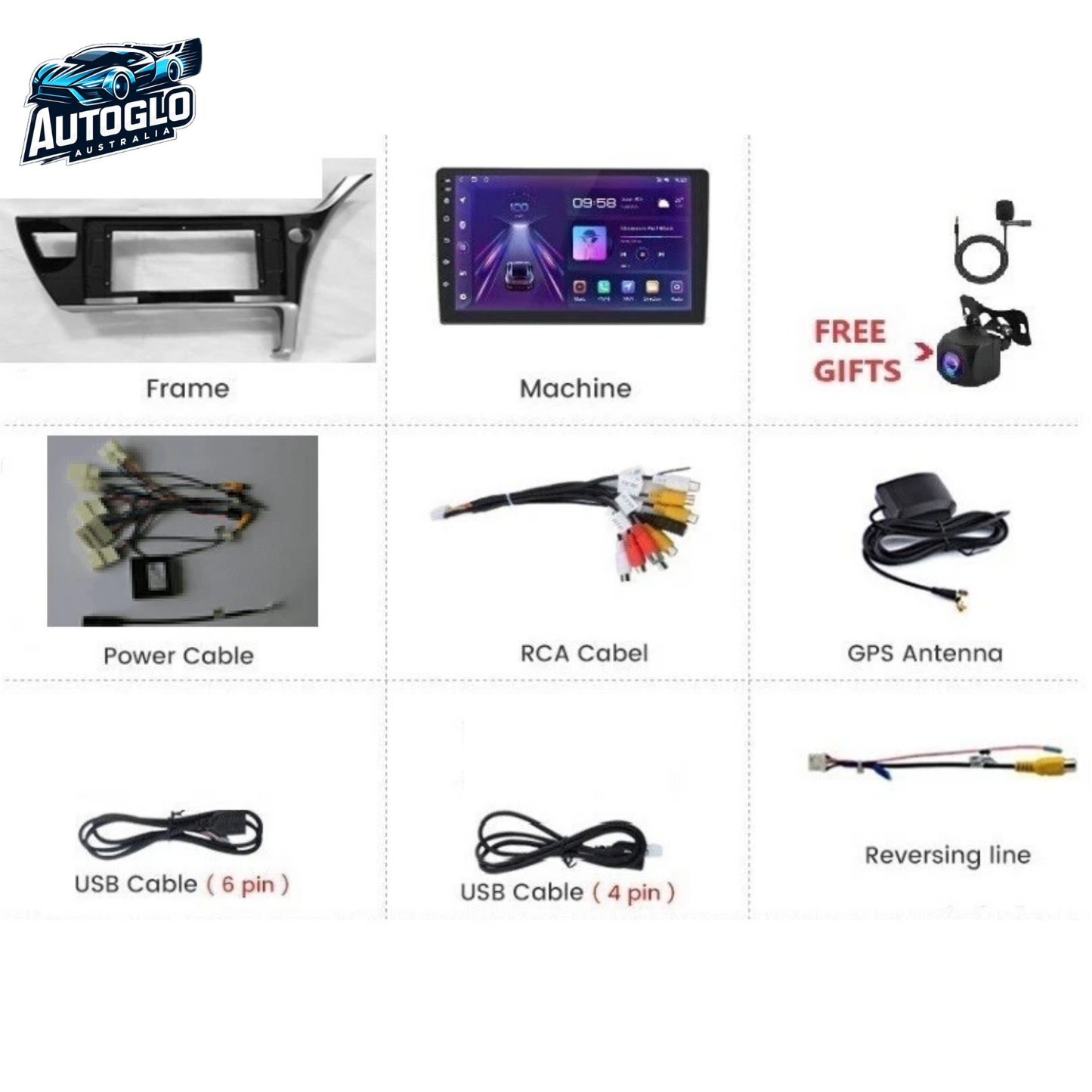 Autoglo Australia 10.1" (2GB+32GB) Carplay Android BT GPS NAVI Stereo for TOYOTA COROLLA (2017+)