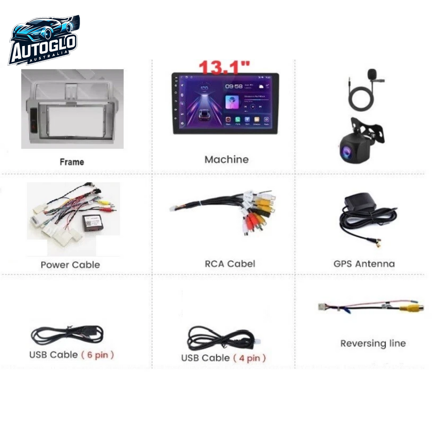 Autoglo Australia 13.1" Android 13 Carplay 4GB+64GB BT GPS NAVI Stereo for TOYOTA PRADO (2014-19)