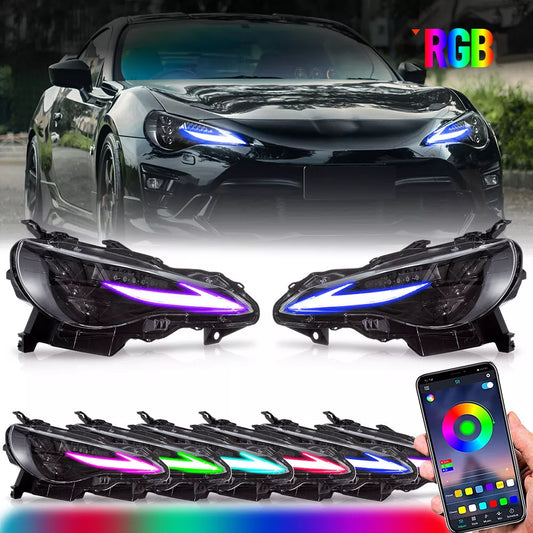 VLAND Full LED V3 Projector Headlights For 2012-20 Toyota 86 Subaru BRZ With RGB DRL