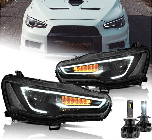 VLAND LED Projector Headlights + D2H LED Bulbs For 2008-2017 Mitsubishi Lancer