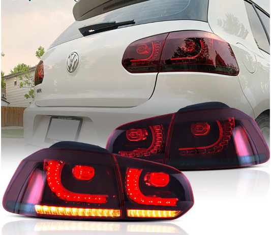 VLAND RED SMOKE LED Tail Lights for 2008-2014 VW GOLF 6 MK6 GTI 2012-2013 Golf R