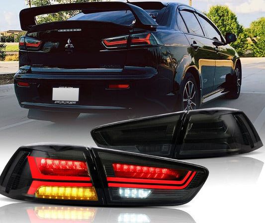 VLAND Smoked LED Tail lights For 2008-2017 Mitsubishi Lancer EVO Sedan Rear Lamp