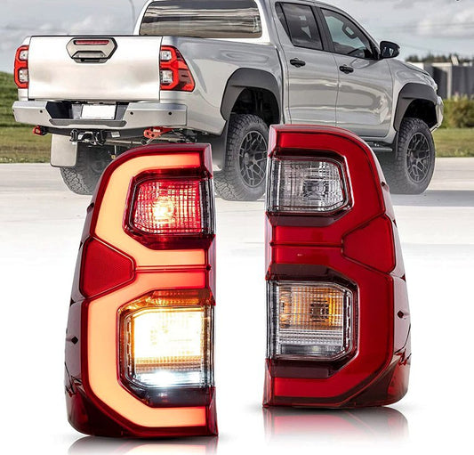 For Toyota Hilux 2015-2025 Vland Full LED Tail Lights RED Lens Rear Lamps L+R