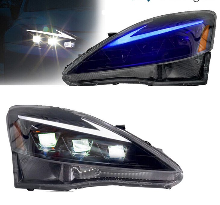 LED Projector Headlights For 2006-2013 Lexus IS250 IS350 ISF Dynamic Blue DRL