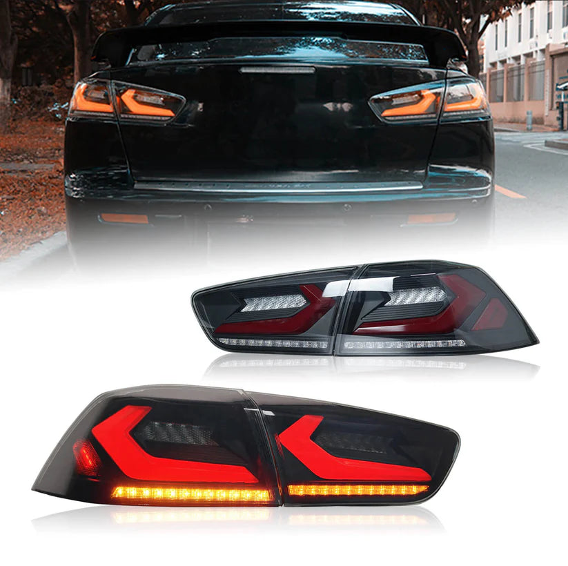Set LED Tail Lights Smoked Sequential Indicators For Mitsubishi Lancer 08-20 Set LED Tail Lights Smoked Sequential Indicators For Mitsubishi Lancer 08-20