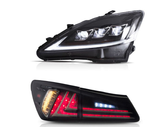VLAND Full LED Headlights & Smoked Tail Lights For 2006-2012 LEXUS IS250 350 ISF