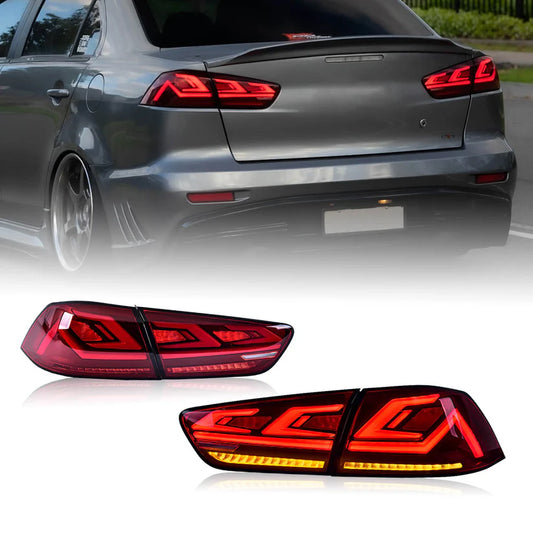 LED Red Lens Tail Lights for Mitsubishi Lancer 08-17 EVO X with Start Up Animation