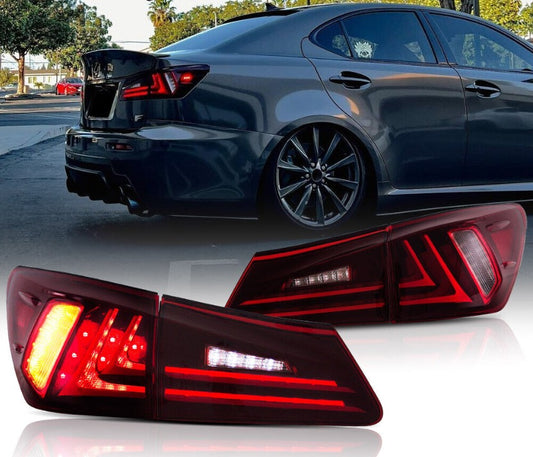 LED Tail Lights Assembly Red Lens Rear Lamp For 2006-2013 Lexus IS250 IS350 ISF