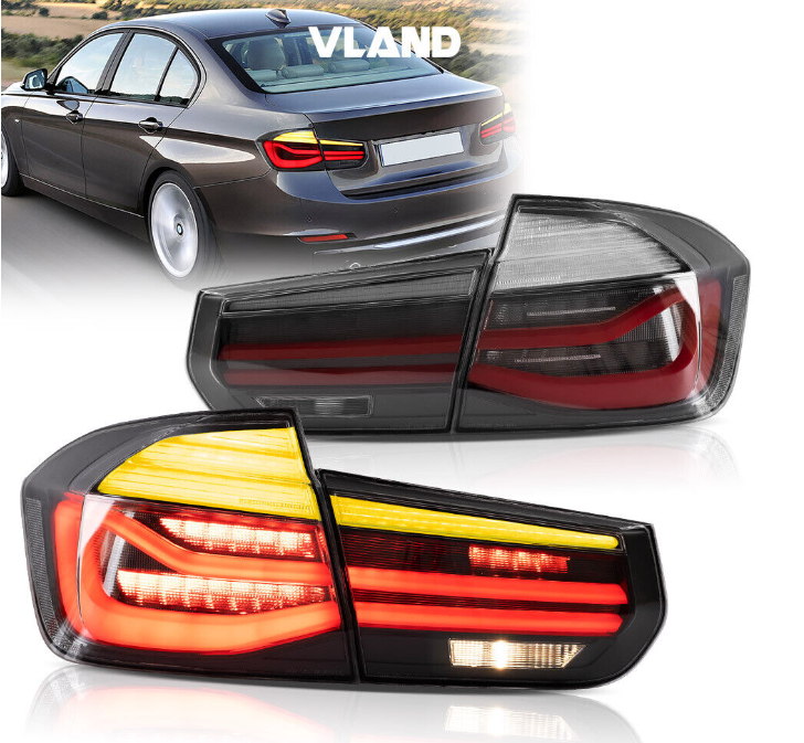Autoglo Australia's VLAND LED Tail Lights for BMW 3 Series/M3 (2012-2018), featuring sleek design with Smoked lens