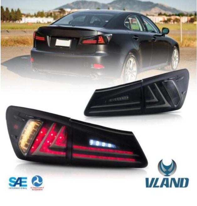 VLAND LED Tail Lights For 2006-2013 Lexus IS250 IS350 ISF Smoked Lens Rear Lamps
