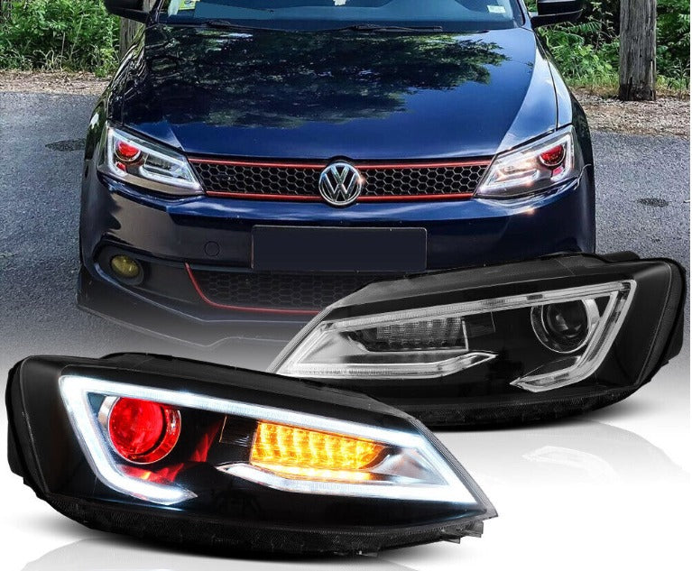 Vland 2Pcs LED Headlights For 2011-2014 Volkswagen VW Jetta MK6 Demon Eyes Lens