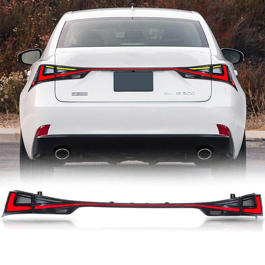 Close-up of LED running lights and brake lights in red on VLAND Lexus taillights