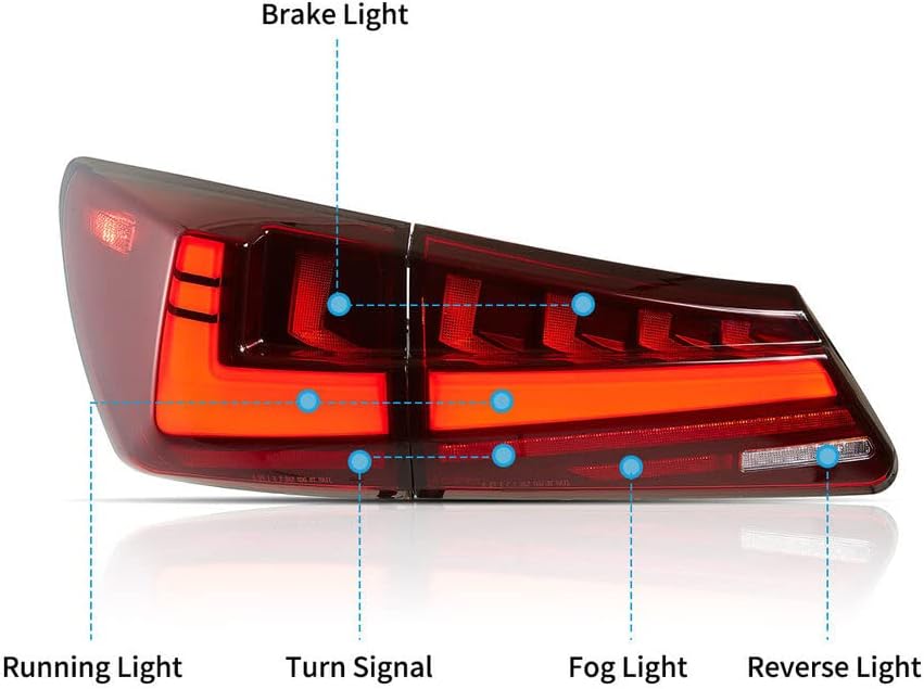 2006 -2013 Lexus IS250 IS350 ISF Red Lens Led Tail Lights Start-Up Animation |Autoglo Australia| - Autoglo Australia