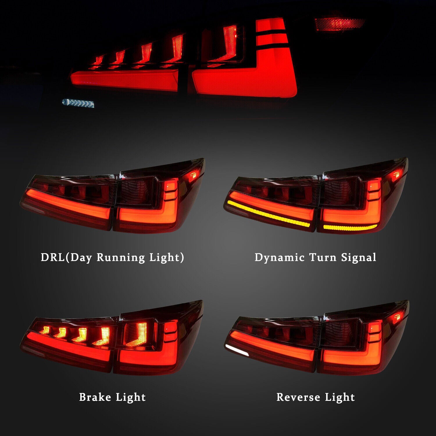 2006 -2013 Lexus IS250 IS350 ISF Red Lens Led Tail Lights Start-Up Animation |Autoglo Australia| - Autoglo Australia