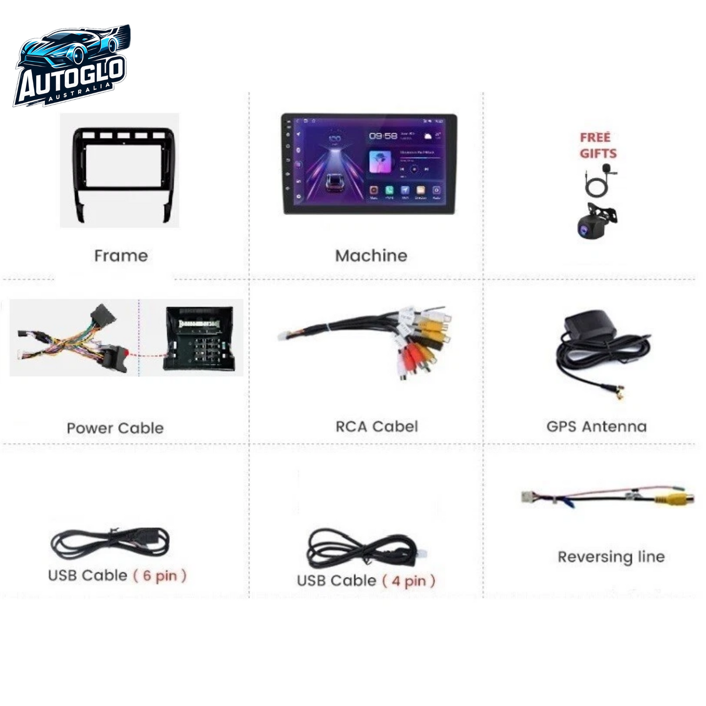 Autoglo Australia 9" CarPlay Android GPS BT WiFi Stereo For PORSCHE CAYENNE (2002-10) 2+32GB