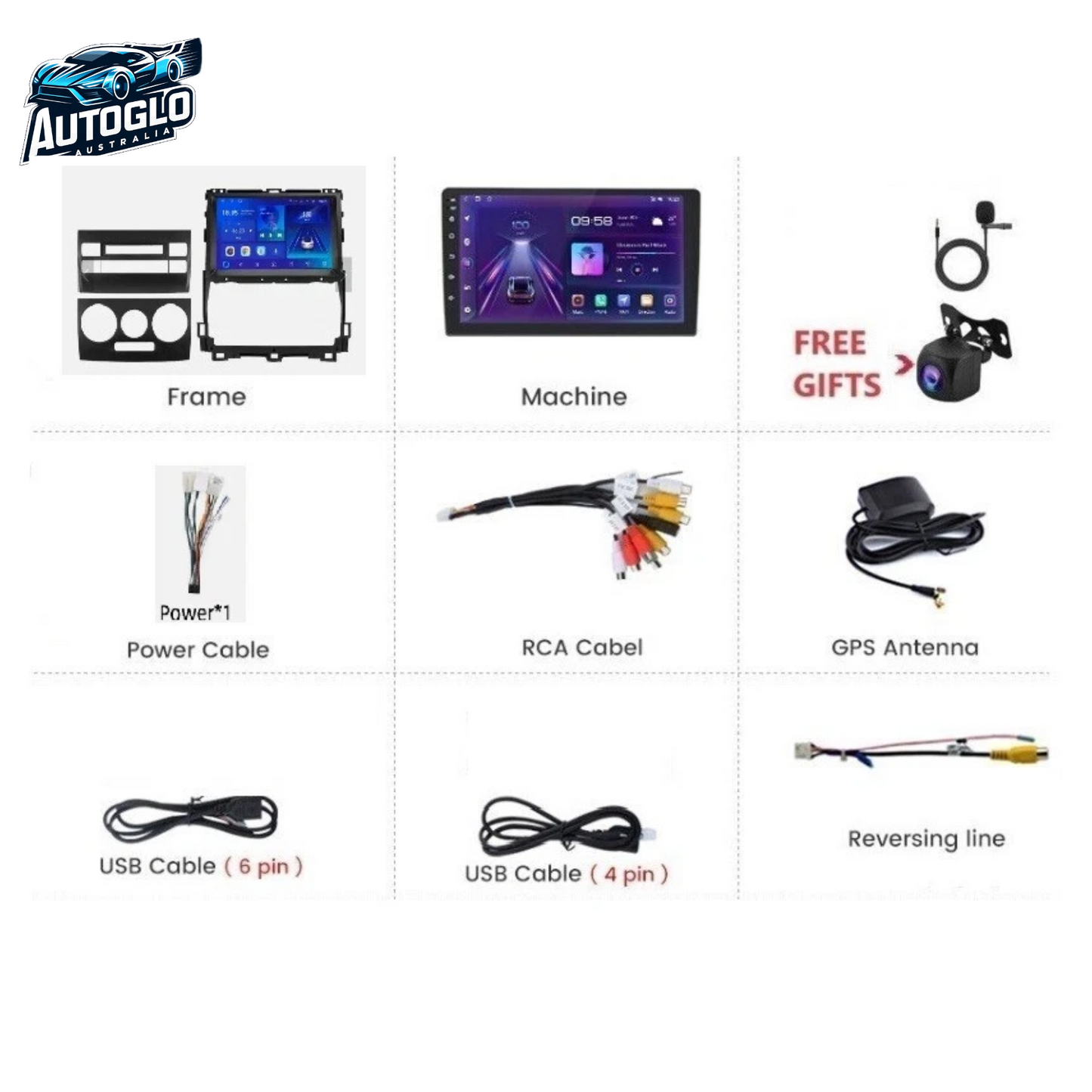Autoglo Australia 9" CarPlay Android 13 GPS BT Stereo For TOYOTA PRADO LC120 (2002-10) 2GB+32GB
