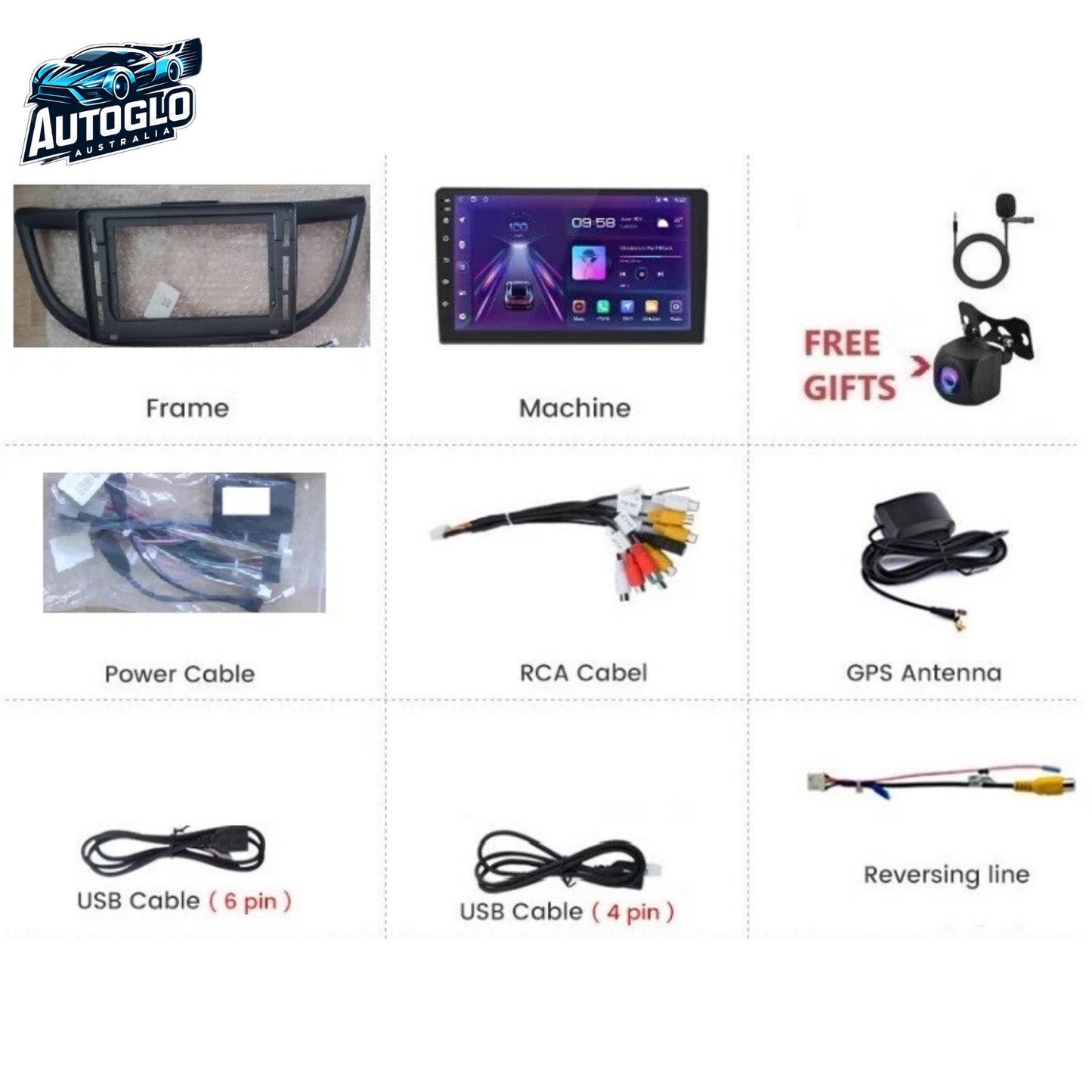 Autoglo Australia 10.1" Android 13 Carplay BT GPS WiFi HD Stereo for HONDA CRV 2012+(2+32GB)-Gifts