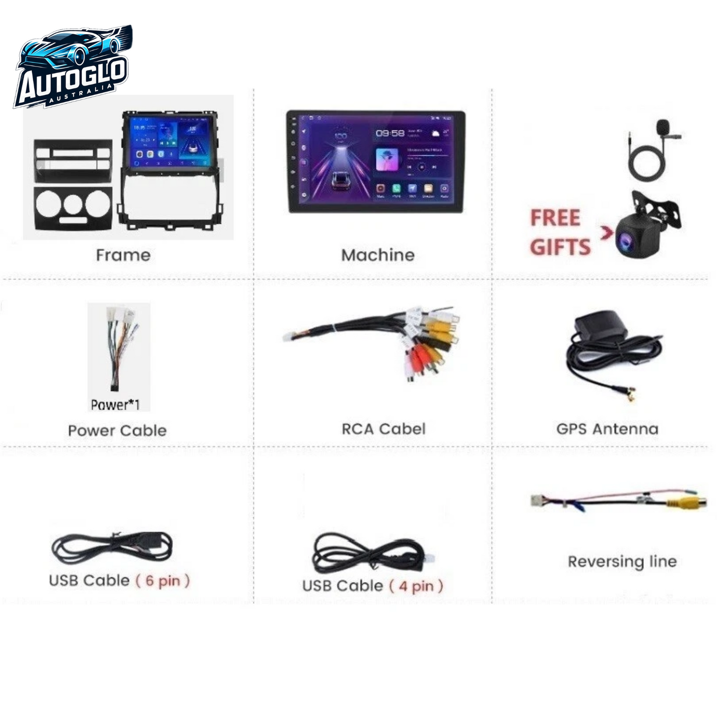 Autoglo Australia 9" CarPlay Android 13 GPS BT Stereo For TOYOTA PRADO LC120 FF (2002-10) 2GB+32GB