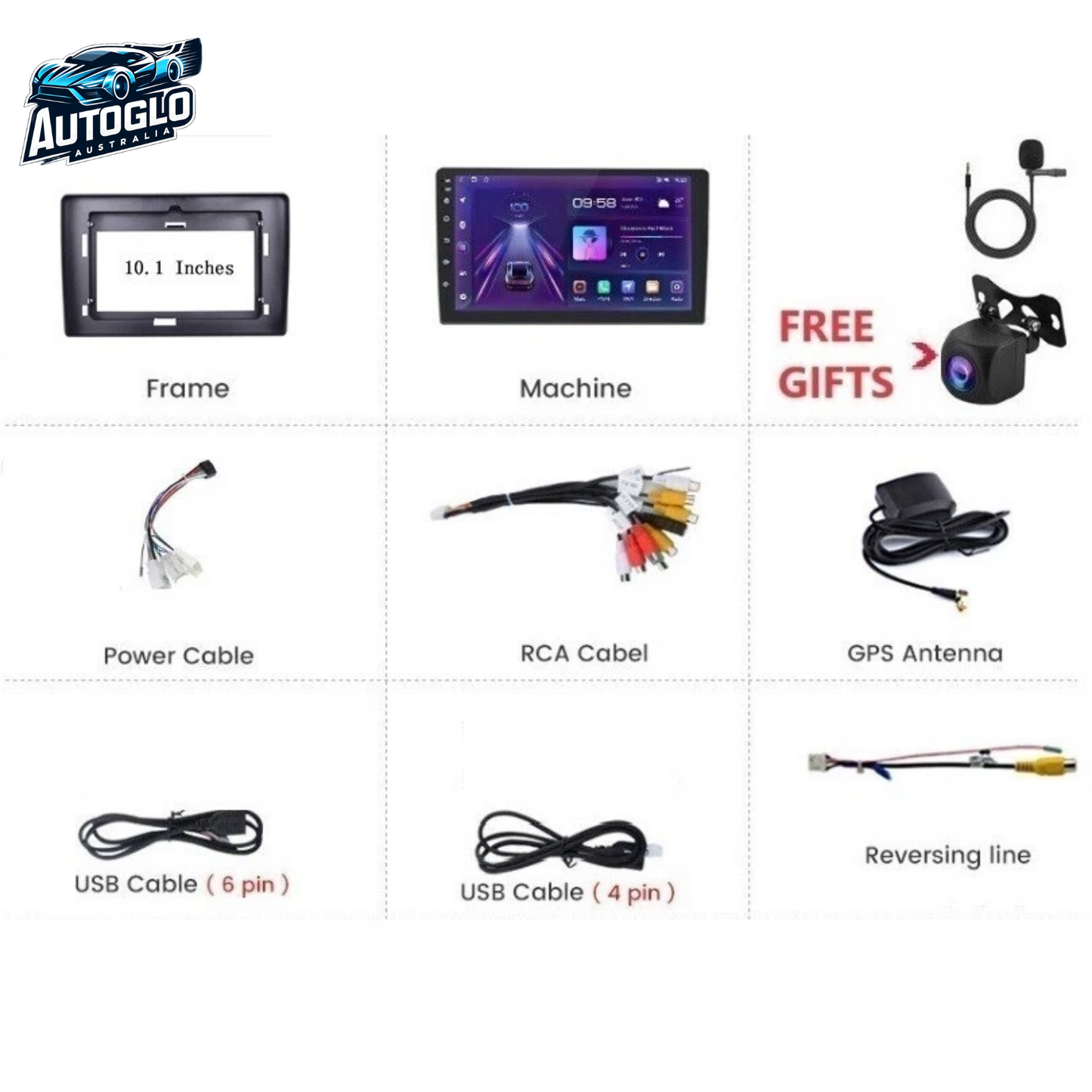 Autoglo Australia 10.1" (2GB+32GB) Android Carplay BT GPS Stereo for TOYOTA HIACE (2005-18)