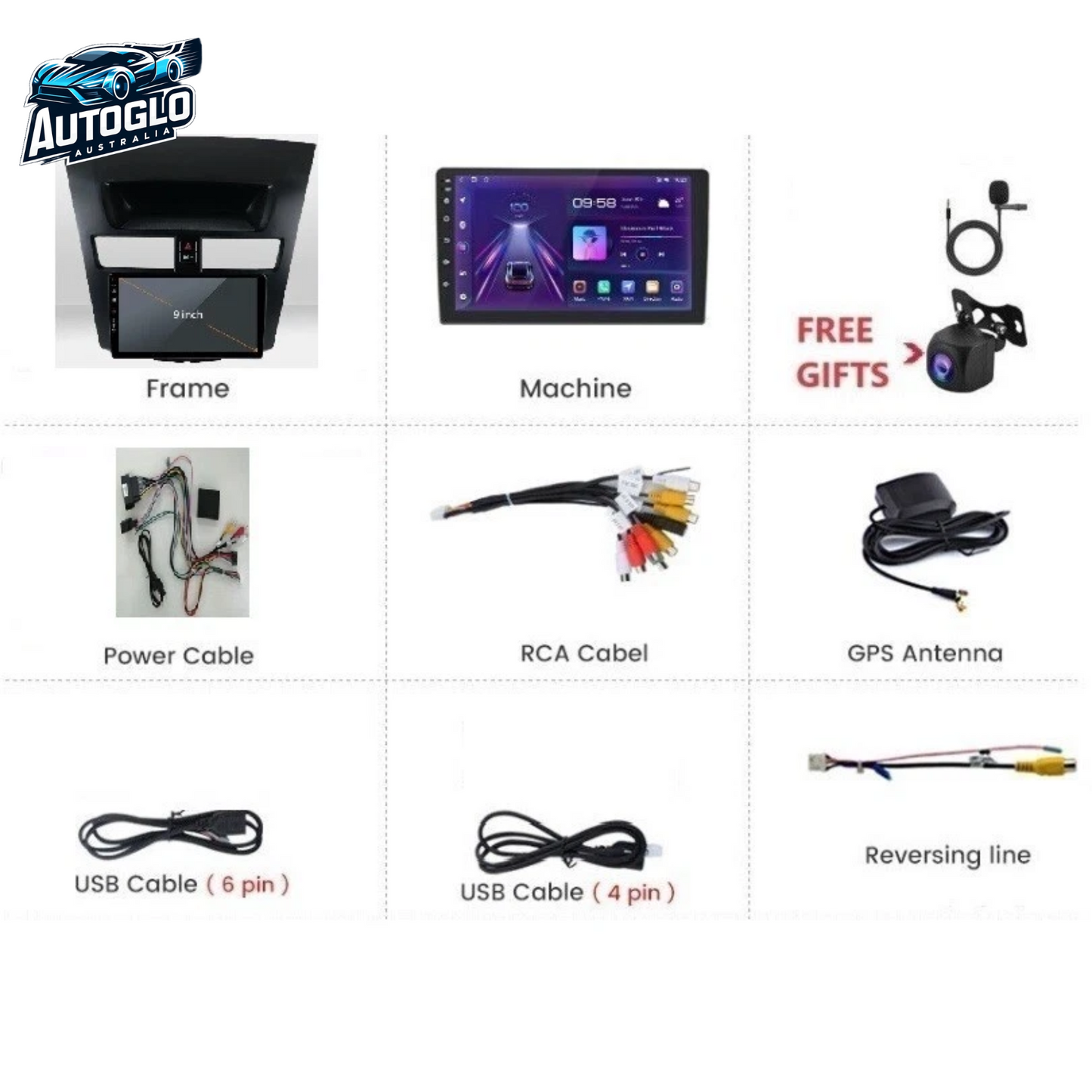 Autoglo Australia 9" CarPlay Android 13 GPS BT WiFi Stereo For MAZDA BT-50 (2012 -18) 2GB+32GB