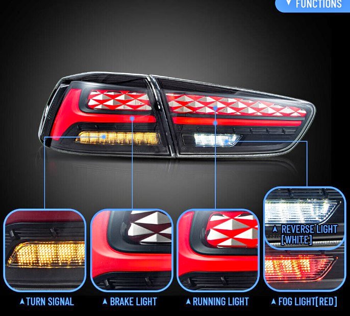 2Pcs LED Aftermarket Tail lights For 2008-2020 Mitsubishi Lancer EVO X Start-UP Animation - Autoglo Australia