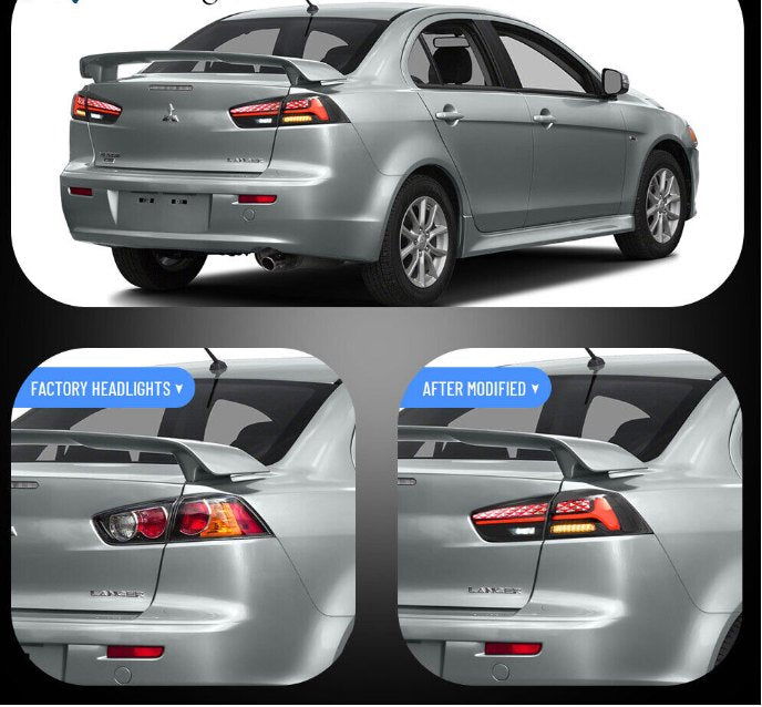 2Pcs LED Aftermarket Tail lights For 2008-2020 Mitsubishi Lancer EVO X Start-UP Animation - Autoglo Australia