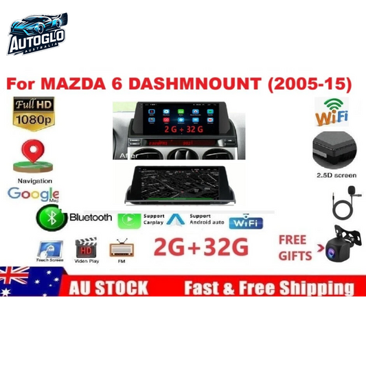 Autoglo Australia 9" CarPlay Android 13 GPS BT WiFi Stereo For MAZDA 6 (2005+ Models) 2GB+32GB