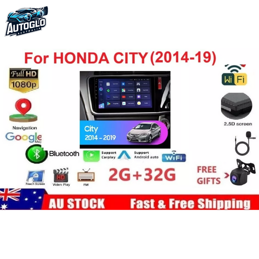 Autoglo Australia 10.1" Carplay Android 2GB+32GB BT GPS WiFi Stereo for HONDA CITY (2014-19)