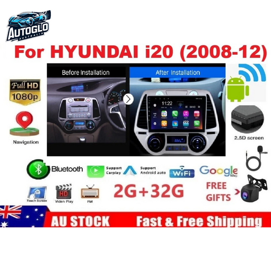 Autoglo Australia 9" CarPlay Android 13 GPS BT WiFi Stereo For HYUNDAI i20 (2008-12) 2GB+32GB