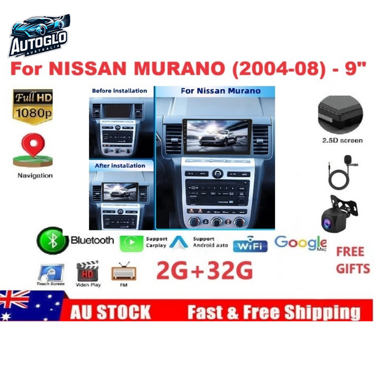 Autoglo Australia 9" (2+32G) Android Carplay BT GPS WiFi Stereo for NISSAN MURANO (2004-2008)