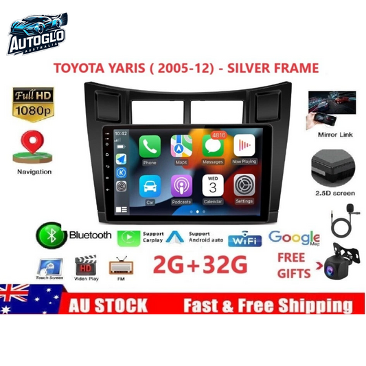 Autoglo Australia 9" (2G+32G) CARPLAY ANDROID GPS BT WiFi Stereo For TOYOTA YARIS (2005-12)