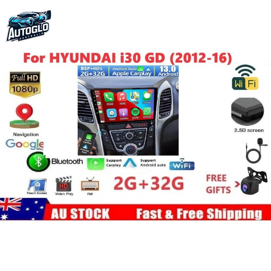 Autoglo Australia 9" Carplay Android GPS BT Stereo HD For Hyundai i30 GD (2012-2016) 2+32G