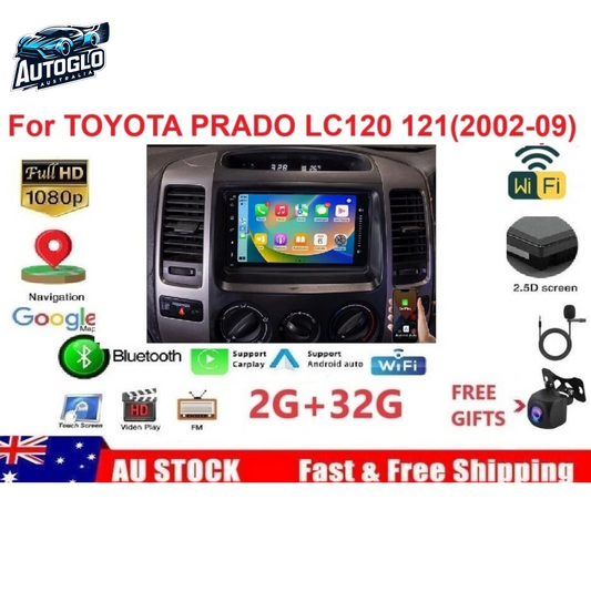 Autoglo Australia 7" CarPlay Android GPS BT Stereo For TOYOTA PRADO LC120 (2002-10) 2GB+32GB