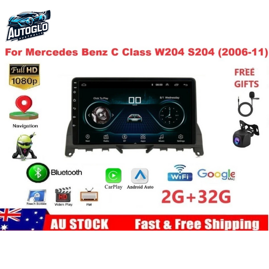 Autoglo Australia 9" (2G+32G) GPS BT CARPLAY ANDROID Stereo For Mercedes Benz C Class (2006-2011)