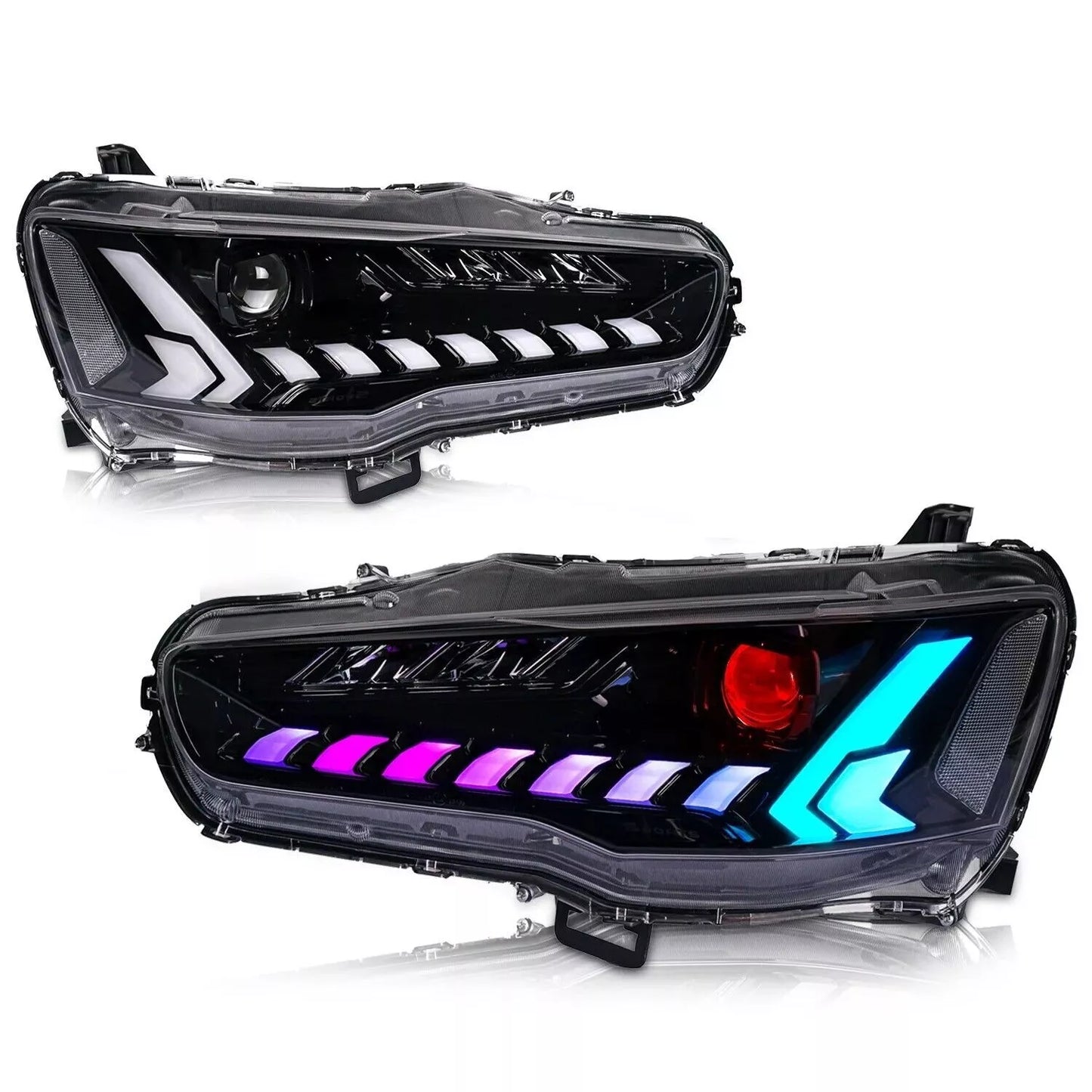 Autoglo Australia Full LED RGB Headlights For Mitsubishi Lancer Sedan 2008-2017 w/Demon Eyes DRL