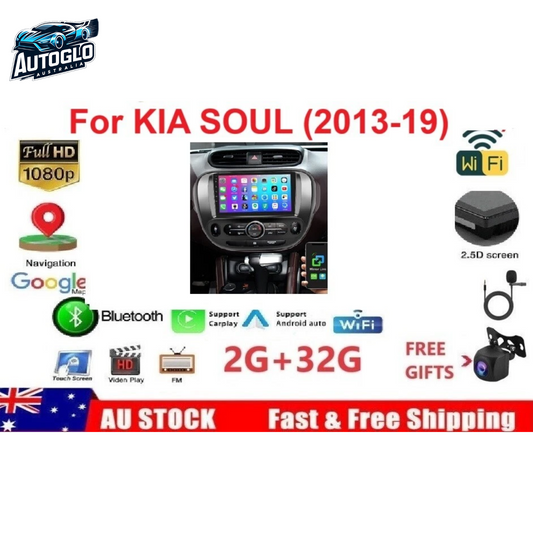 Autoglo Australia 9" CarPlay Android GPS BT WiFi Stereo For KIA SOUL AUTO AC (2013-19) 2+32GB