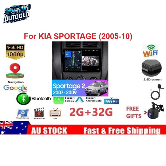 Autoglo Australia 9" (2G+32G) GPS BT WiFi Carplay Android 13 Stereo For KIA SPORTAGE (2005-10)